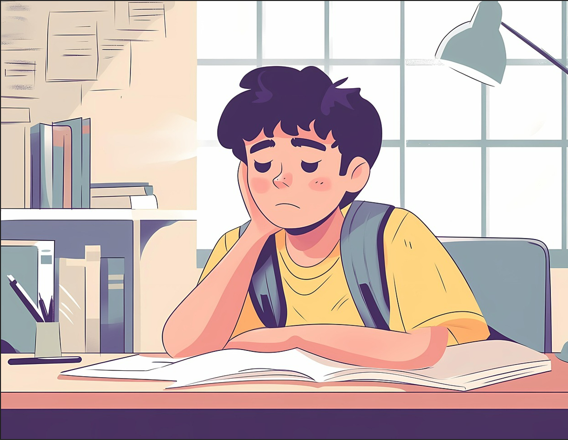 수학공부하는 방법을 고민하는 학생의 사진