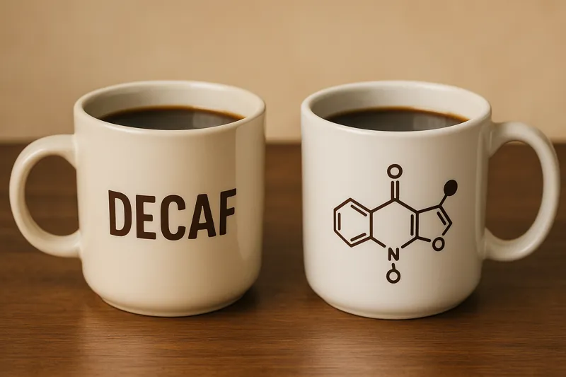 디카페인-커피에도-카페인이-남아있는지를-시각적으로-표현한-이미지로-두-잔의-커피가-비교되며-카페인-함유량을-상징하는-모습