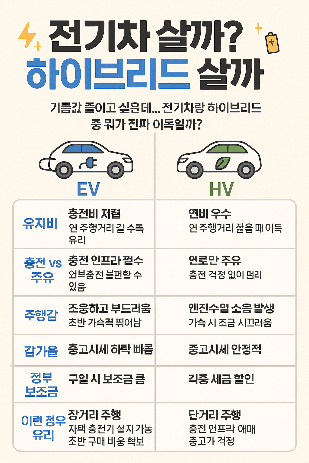 전기차 살까? 하이브리드 살까?