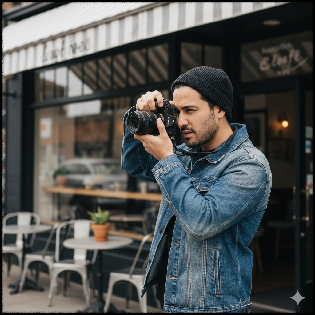 로컬 매장 브랜딩을 위해 사진 촬영을 진행하는 모습