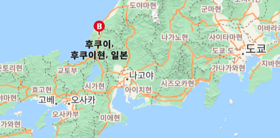 후쿠이 지도 위치 표시