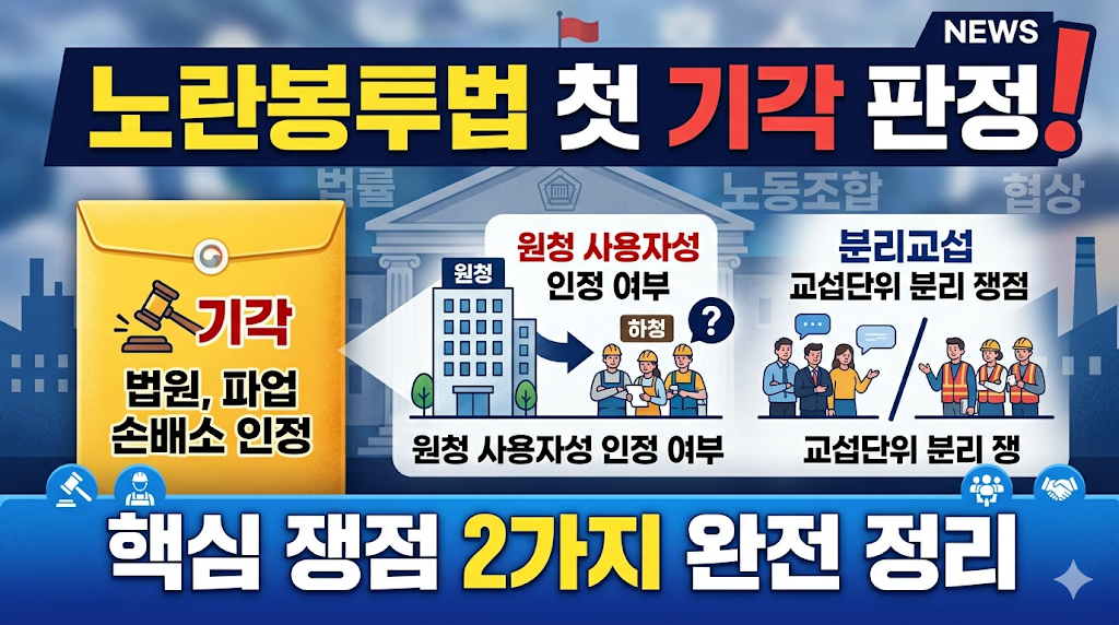 노란봉투법 첫 기각 판정! 쿠팡&middot;한전&middot;금융권 원청 사용자성 인정의 의미는?
