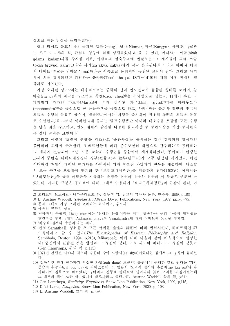 티베트불교의 수행체계와 보살도