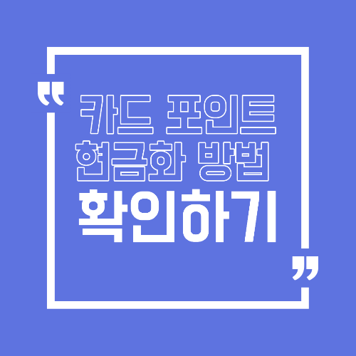 카드 포인트 현금화 방법 쌓아두기만 한 포인트 돈으로 바꾸는 법