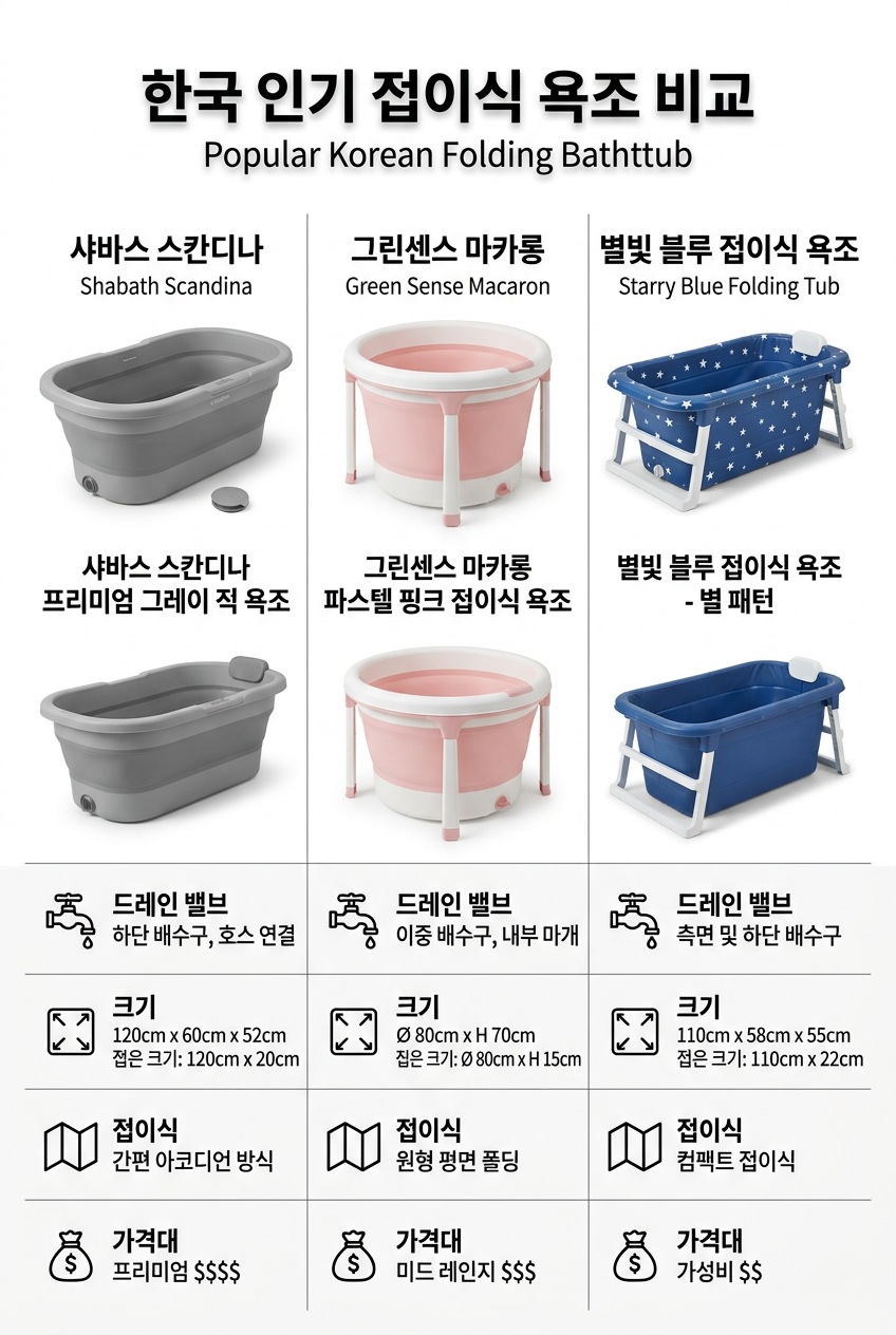 접이식 반신욕조 3종 비교 코멧 샤바스 그린센스