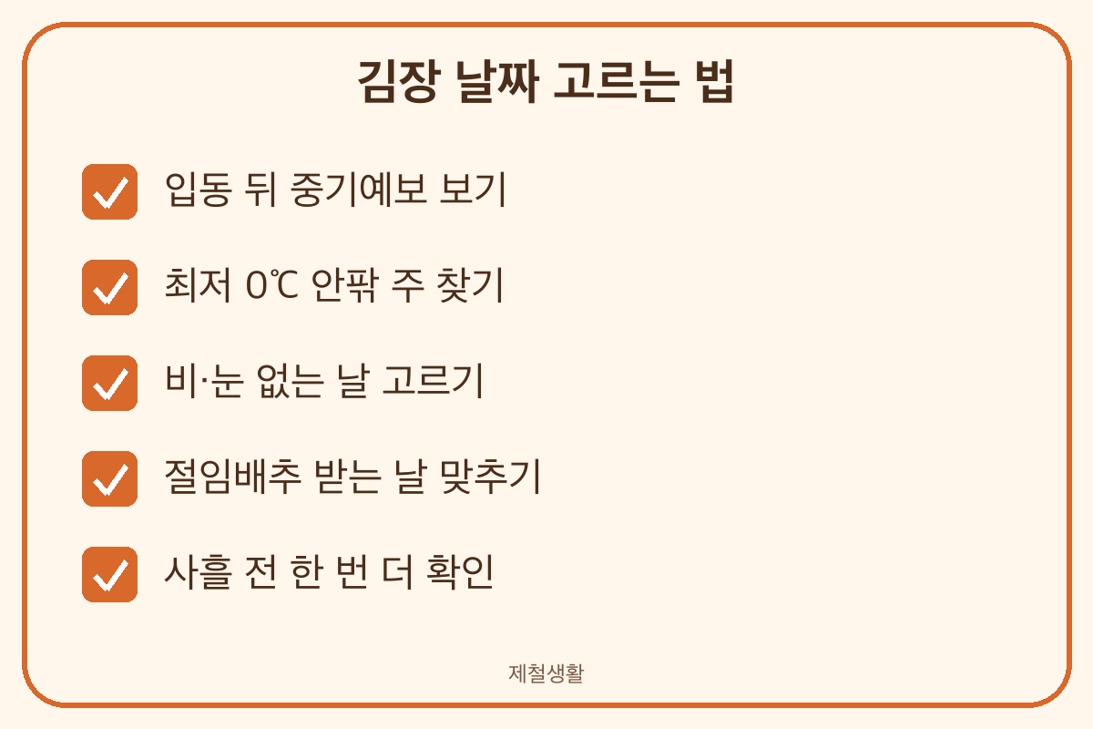 김장 날짜 고르는 법 기상청 중기예보 확인 순서