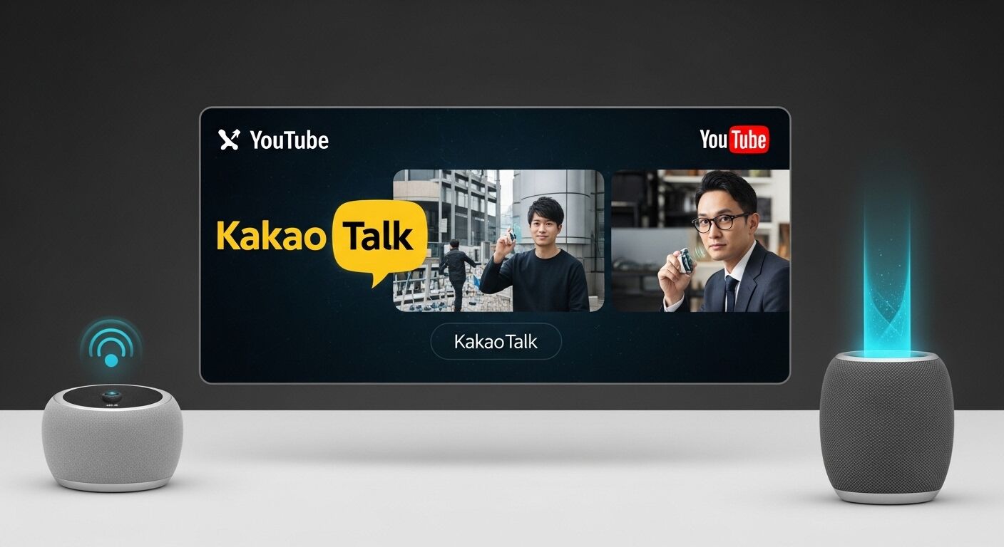 AI 음성 비서로 카카오톡과 유튜브를 실행하는 모습