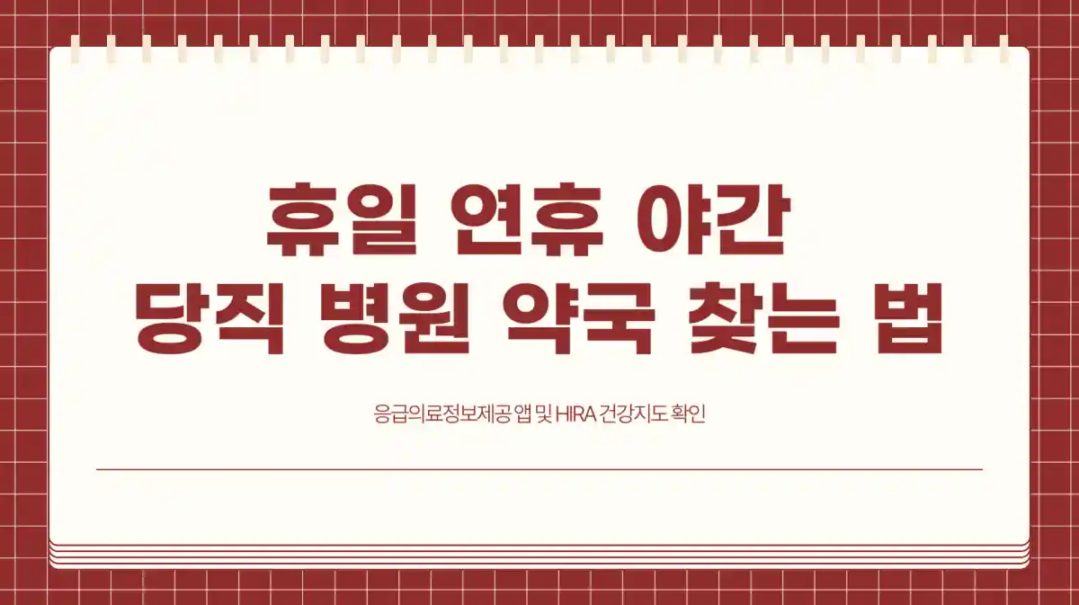 휴일 연휴 야간 당직 병원 약국 찾는 법. 응급의료정보제공 앱 및 HIRA 건강지도 확인