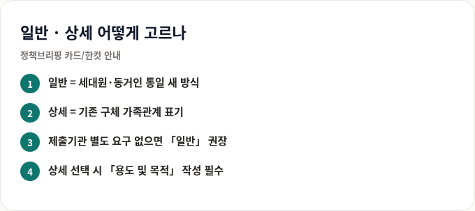 일반 상세 발급 선택