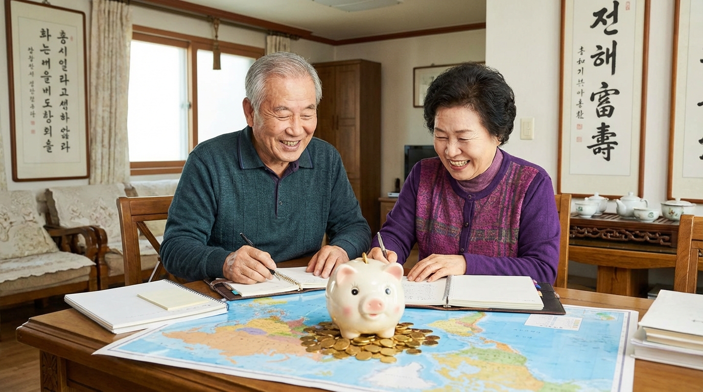 국민연금 반환일시금 수령 자격을 확인하고 기뻐하는 가족의 모습