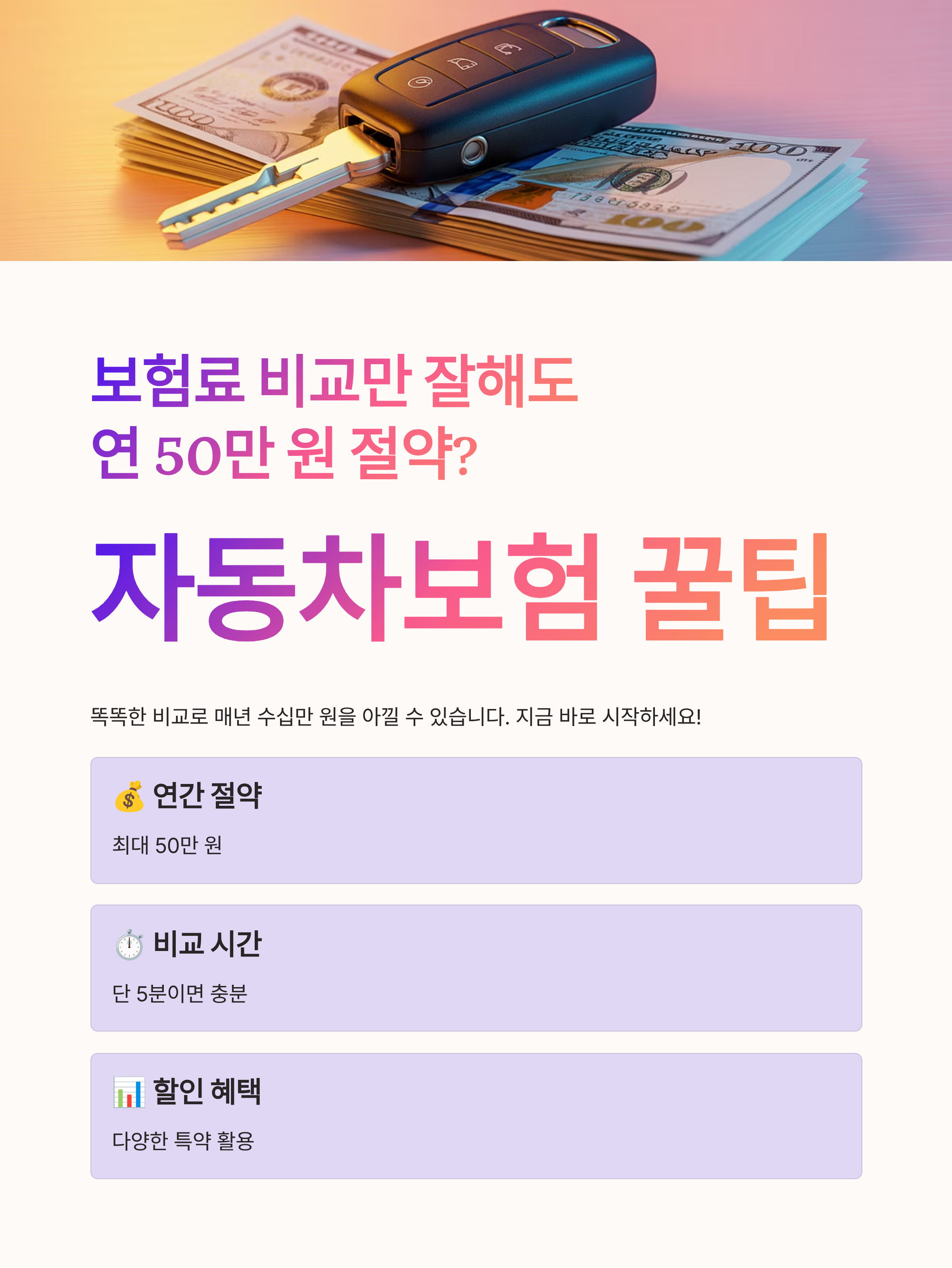보험료 비교만 잘해도 연 50만 원 절약? 자동차보험 꿀팁 총정리