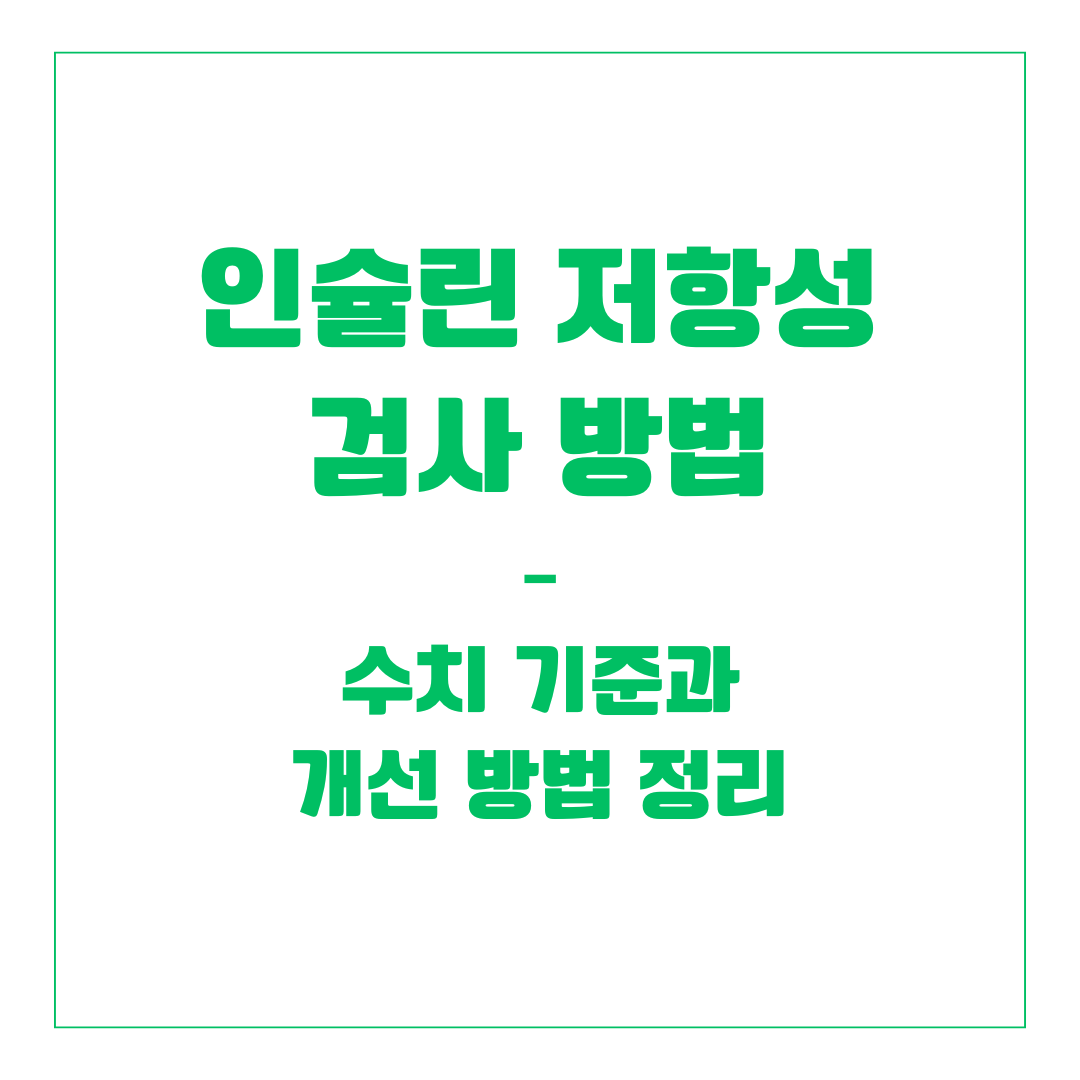 인슐린 저항성 검사 방법 – 수치 기준과 개선 방법 정리