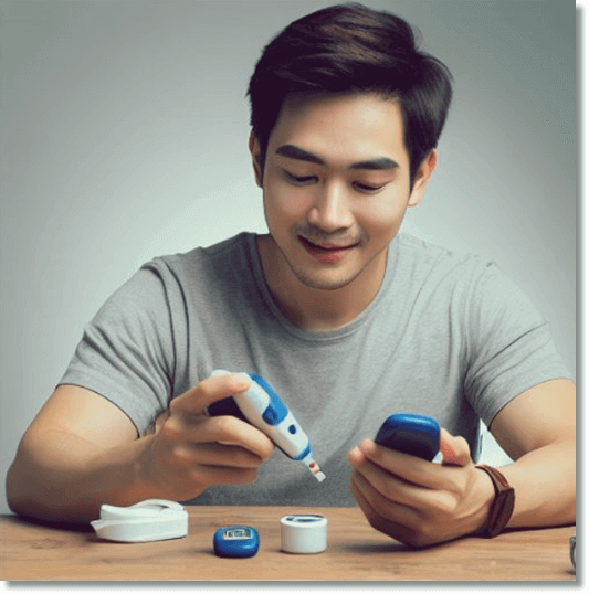 혈당 측정하는 남성