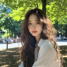 녹음이-우거진-나무-밑에서-모르는-긴머리의-여자가-나를-바라보는-모습