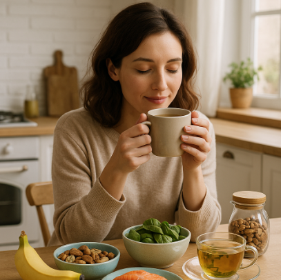 스트레스를 완화하는 음식에 대한 사진