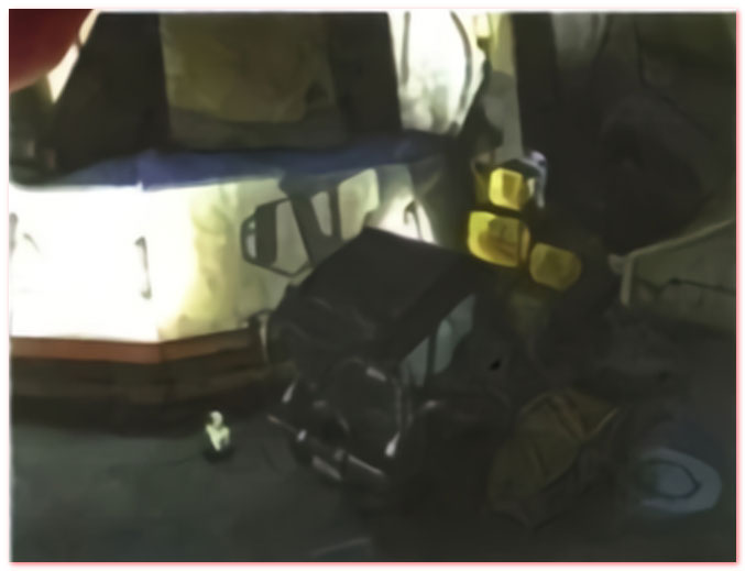 트럭에 쌓인 화물을 이용해서 관저로 들어간다