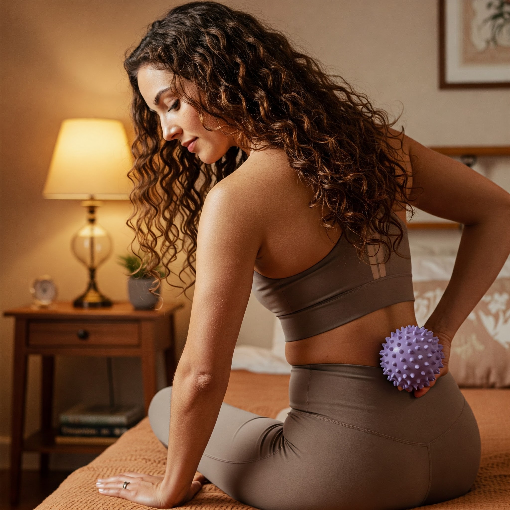 허리 운동중인 한 여성