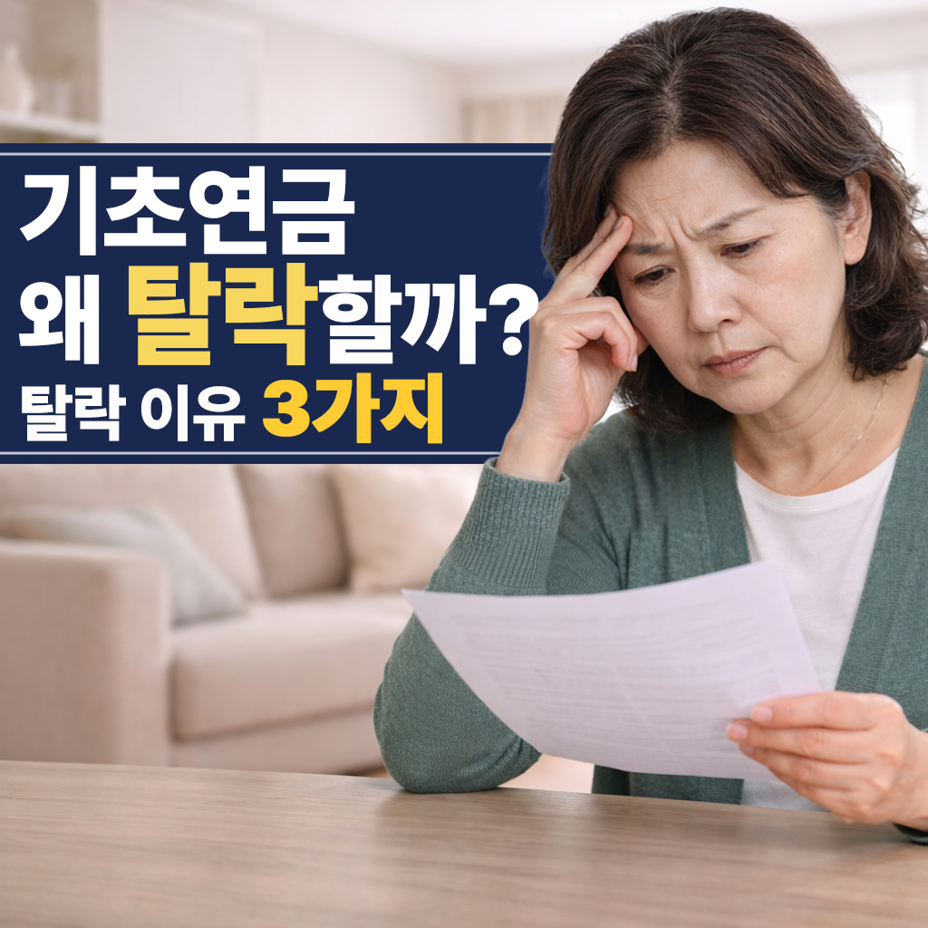 기초연금 탈락 이유 3가지와 자격 상실 원인을 설명하는 이미지