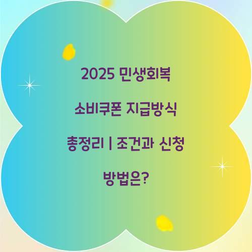 2025 민생회복 소비쿠폰 지급방식