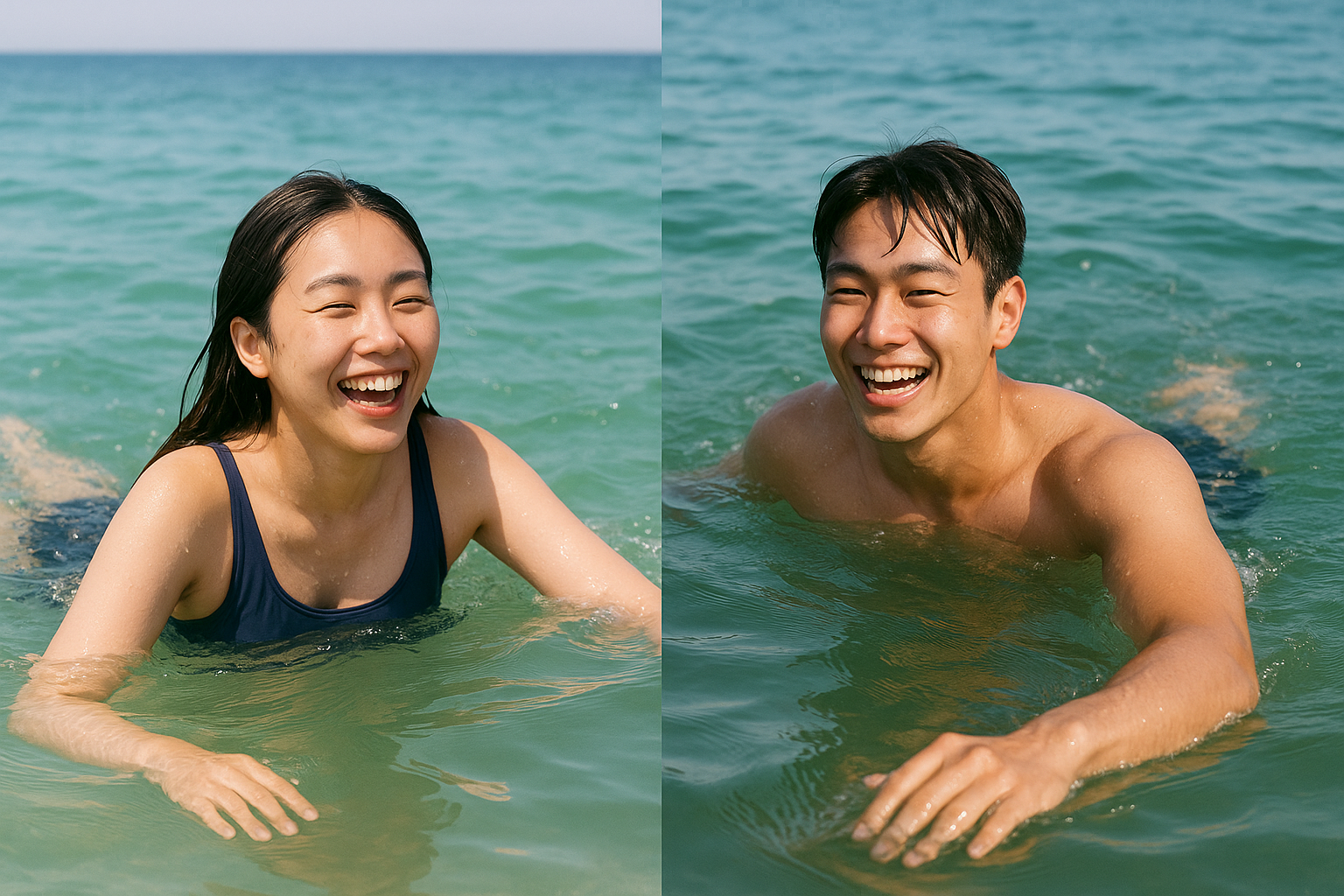 해변에서 즐겁게 수영하는 꿈