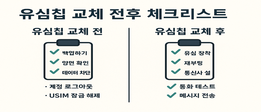 유심칩 교체 전후 체크리스트 (요약표)