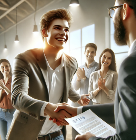 취업에 성공한 모습