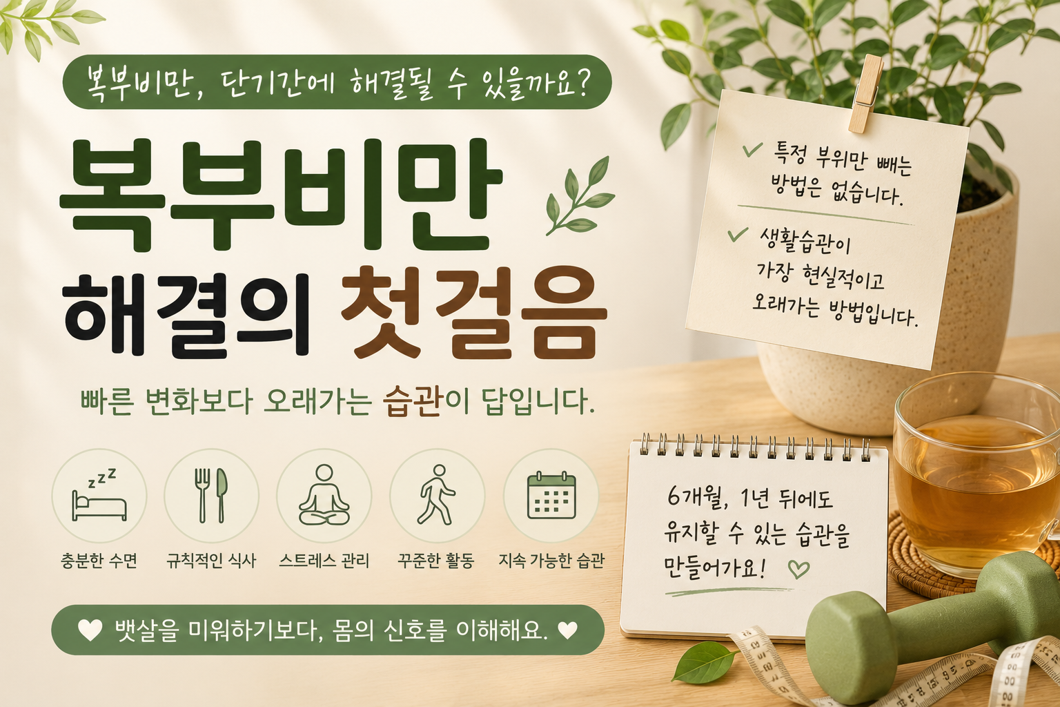 원목 가구 위에 아기자기하게 놓인 작은 식물 화분과 미니멀한 소품들