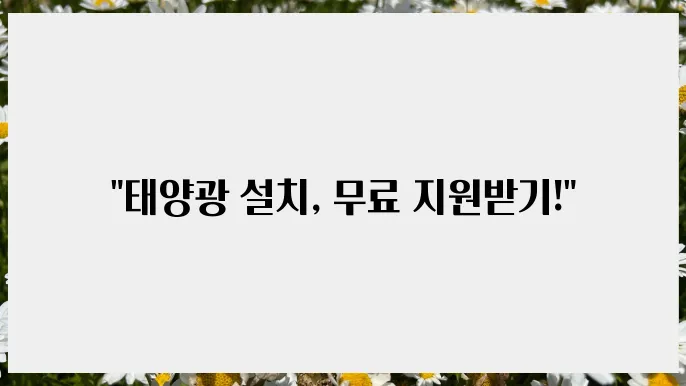 태양광 설설 정부지원사업으로 비용 부담 줄이기!