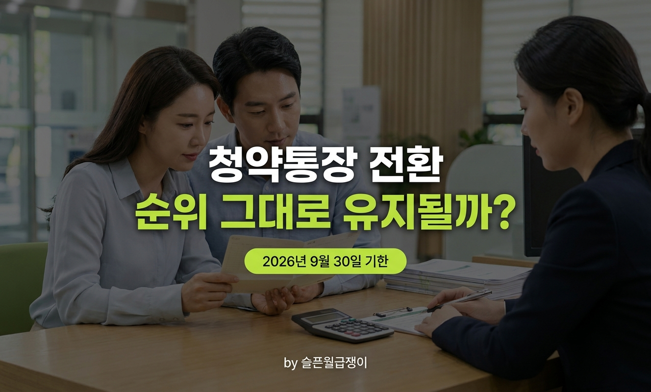 은행 창구에서 통장을 확인하는 부부