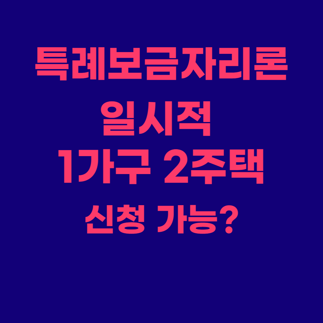 특례보금자리론 1가구 2주택