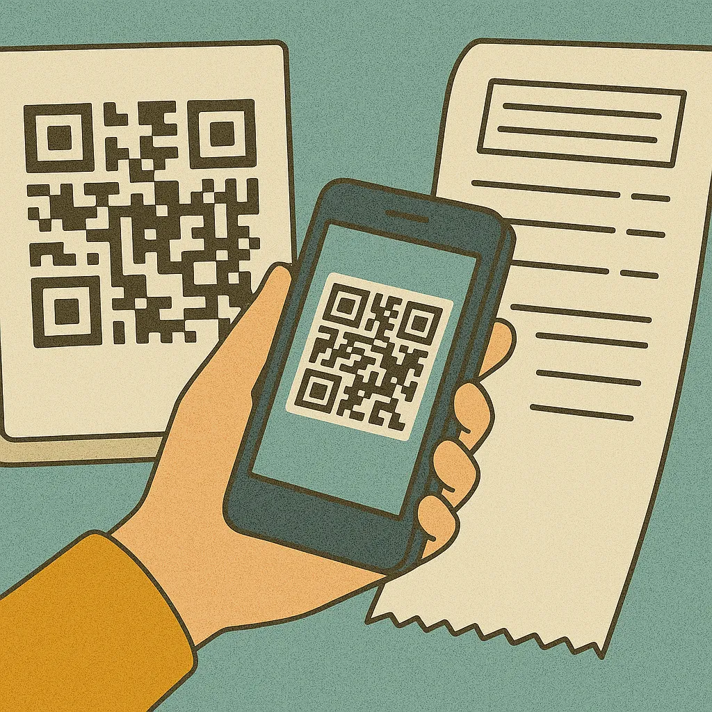QR코드-결제와-세금계산서를-함께-표현한-일러스트