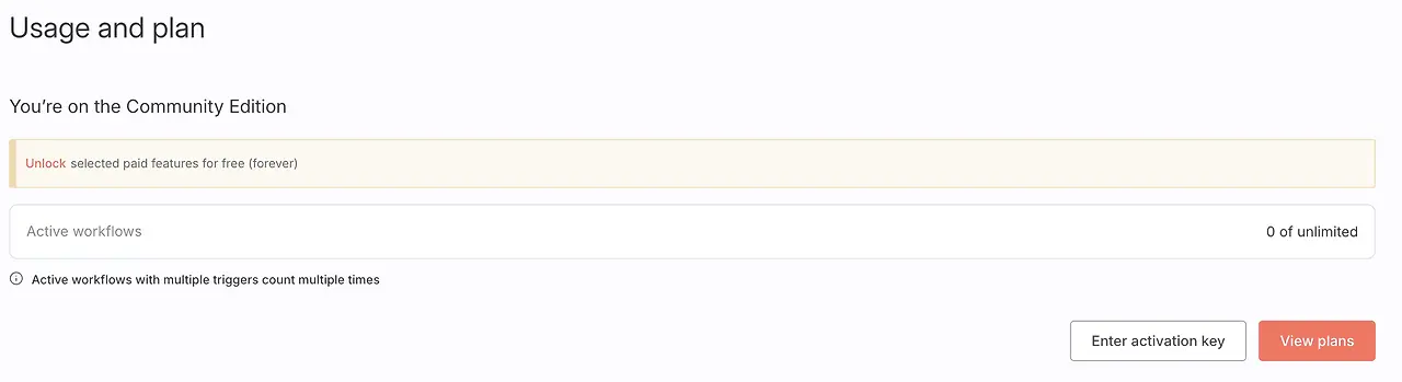N8N 라이선스 등록 입력 화면