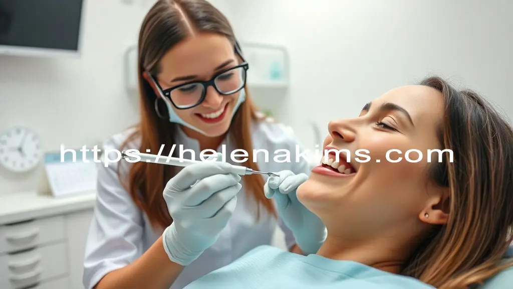 여성이 치과에서 의사의 치료를 받고 있는 모습.