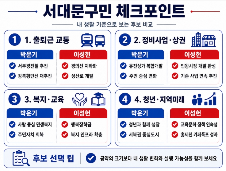 제9회 지방선거 서울 서대문구청장 후보 공약 비교