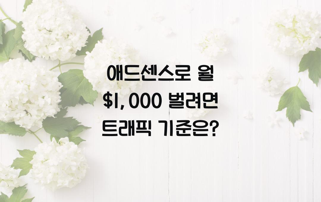 애드센스로 월 $1,000 벌려면 트래픽이 얼마나 필요할까?