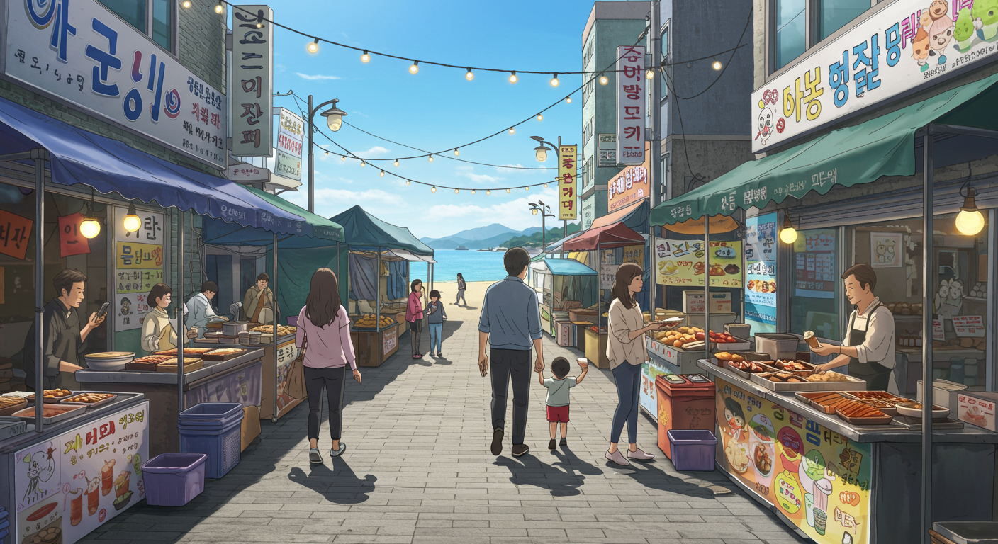 속초 중앙시장 먹거리와 속초 해변 풍경