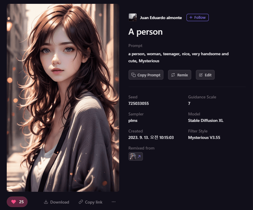 Playground AI 그림 - 순수한 소녀