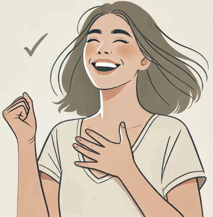 당첨이 기쁜 여성의 모습 그림