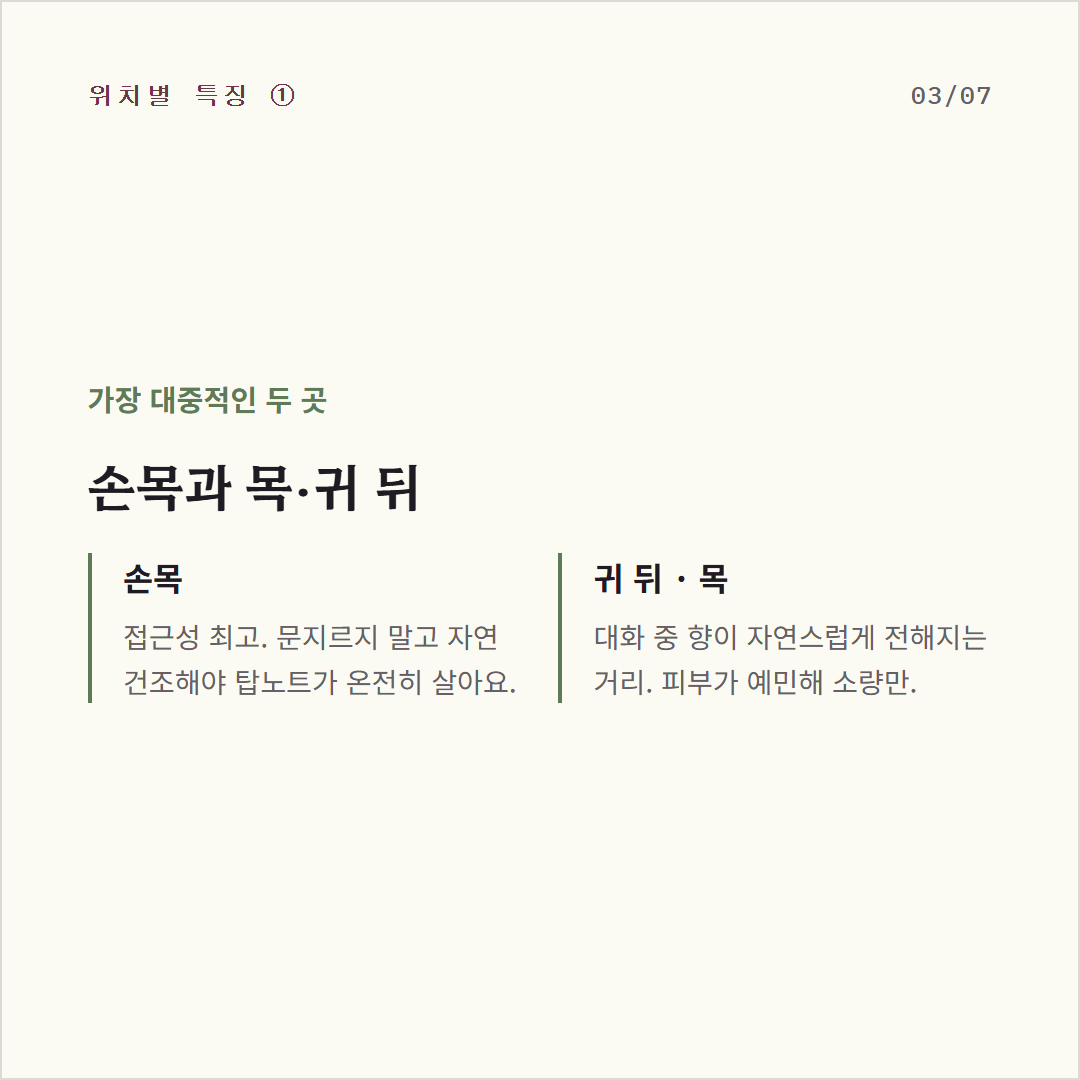 향수 부위별 특징 사진