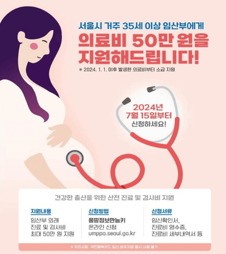 서울시 35세이상 임산부 외래진료비 최대 50만원 지원