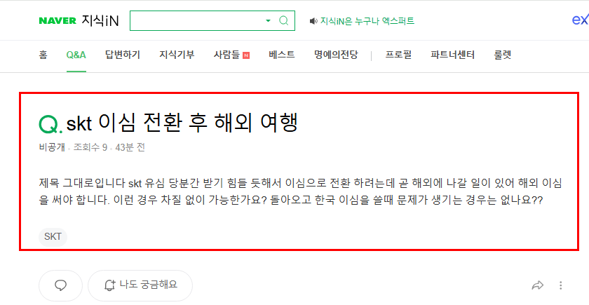 이심 전환 후 해외여행 질문