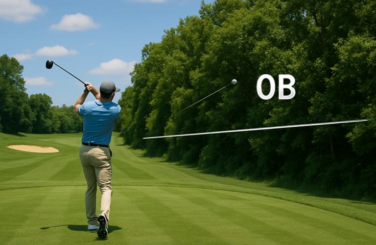골프장에서 OB나는 모습