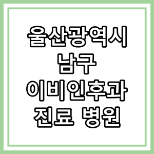 울산광역시 남구 이비인후과 진료 병원 찾는 방법