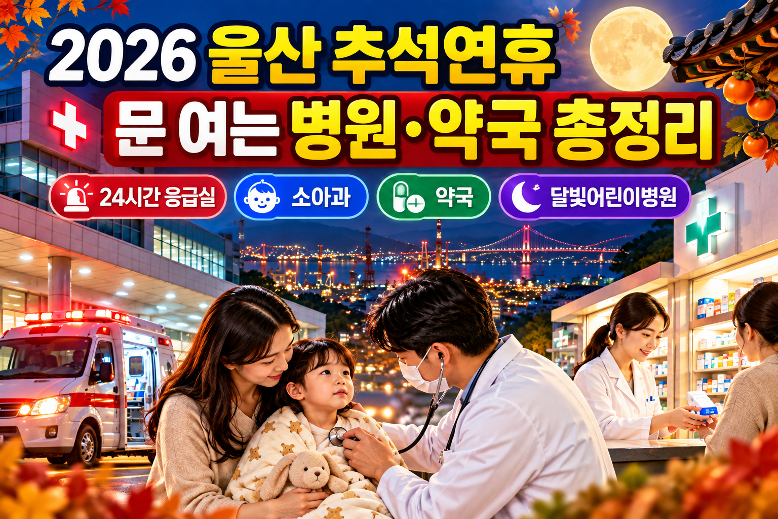 2026 울산 추석연휴 문 여는 병원·약국 총정리|24시간 응급실·소아과·달빛어린이병원 관련 사진