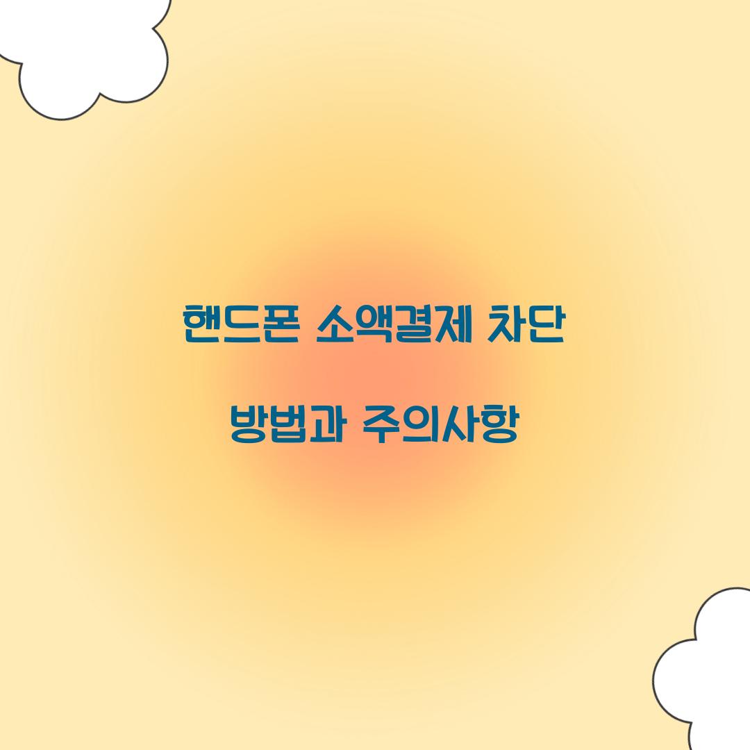 핸드폰 소액결제 차단