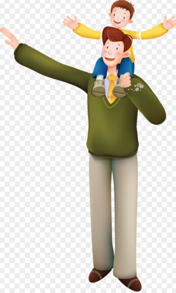 어깨동무하고 있는 아버지와 아들