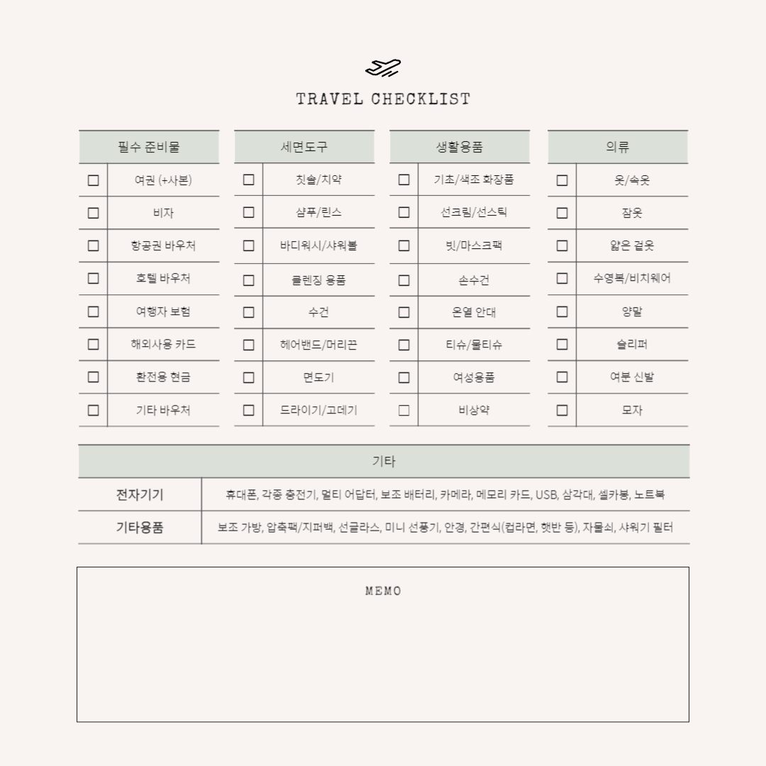 해외여행 준비물