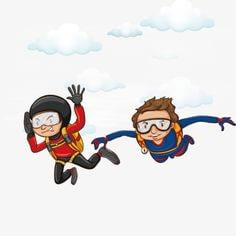 하늘에-떠있는-하늘에서-발을-벌리며-내려오는-스카디-다이버-두명