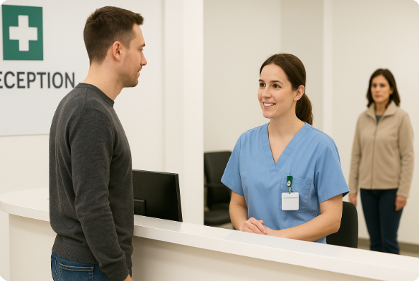 병원 접수 창구의 일상 모습