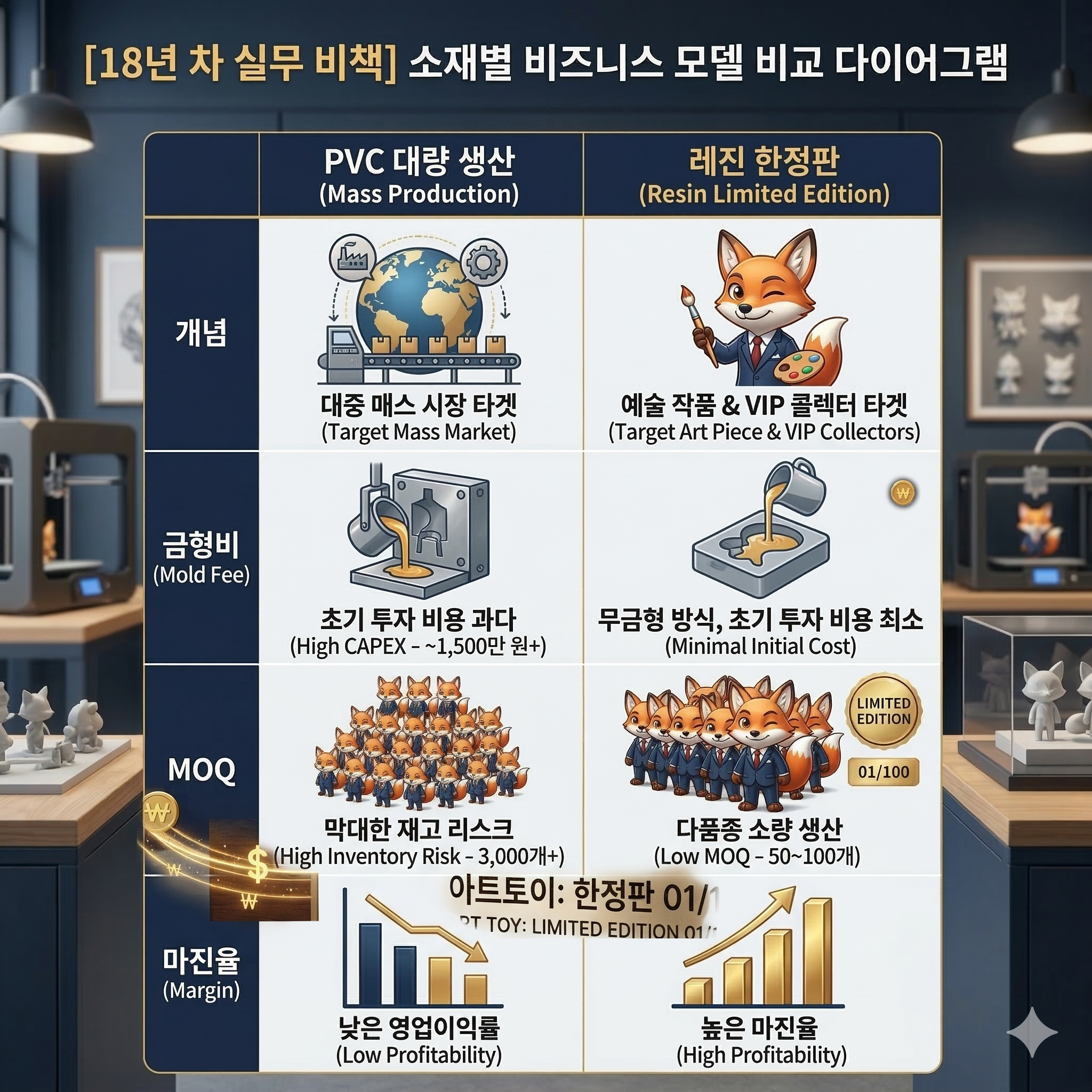 소재별 모델 비교 다이어그램